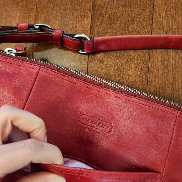 Coach red leather scout hobo bag vintage - Picture 4 of 15